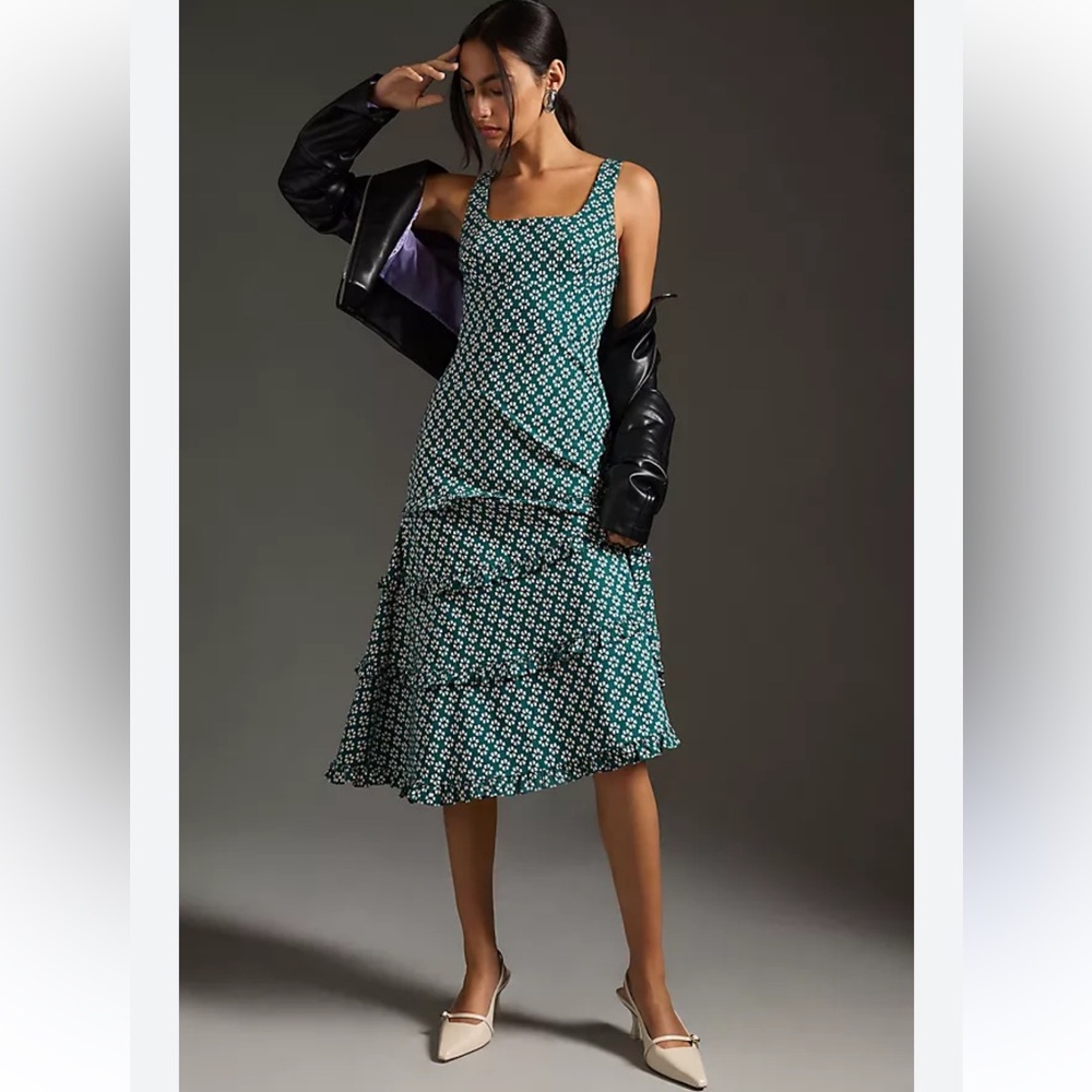 NWT BY ANTHROPOLOGIE The Blythe Square-neck Tiered Dress XL